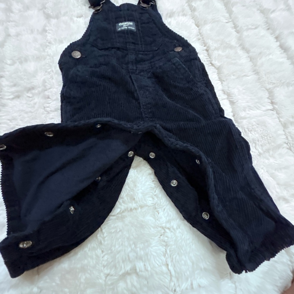 OshKosh B'Gosh Unisex Baby Navy‎ Blue Lined Corduroy Overalls Size 9M - Picture 6 of 12